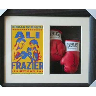 Muhammad Ali vs Joe Frazier Miniature Framed Boxing Gloves
