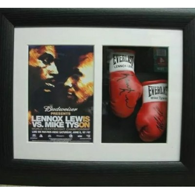 Mike Tyson vs Lennox Lewis Miniature Framed Boxing Gloves