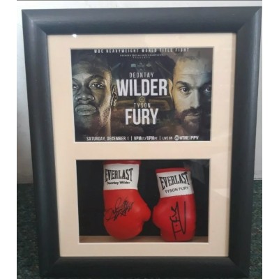 Tyson Fury vs Deontay Wilder Miniature Framed Boxing Gloves