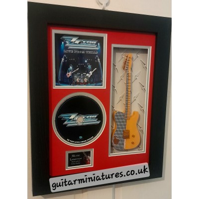 ZZ Top Live Miniature 10" Guitar & CD/Sleeve Framed Presentation