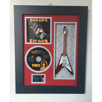 Marc Bolan T Rex Zip Gun Miniature 10" Guitar & CD/Sleeve Framed Presentation