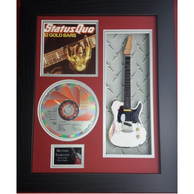 Status Quo 12 Gold Bars Miniature 10" Guitar & CD/Sleeve Framed Presentation