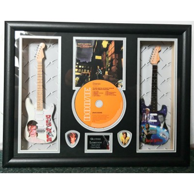 David Bowie Ziggy Stardust Double Mini Guitar, CD & Plectrum Presentation 