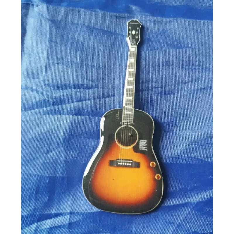 John Lennon The Beatles Accoustic Stainless Steel  Guitar Shaped Fridge Magnet 
