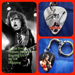 AC/DC Angus Young Double Sided Tribute Plectrum Keyring