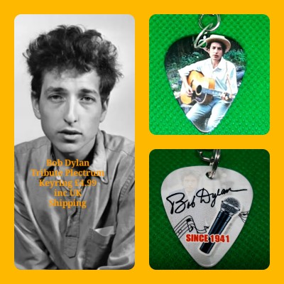 Bob Dylan Double Sided Tribute Plectrum Keyring