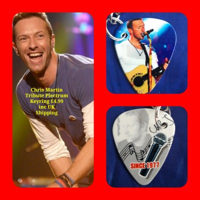 Chris Martin Coldplay Double Sided Tribute Plectrum Keyring