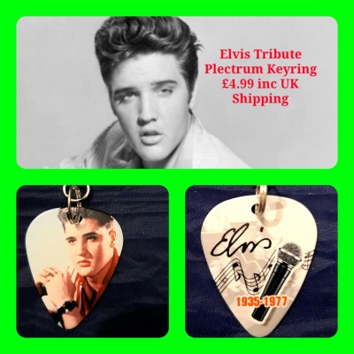Elvis Presley Double Sided Tribute Plectrum Keyring