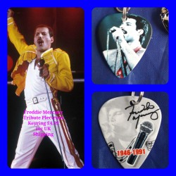 Freddie Mercury Double Sided Tribute Plectrum Keyring