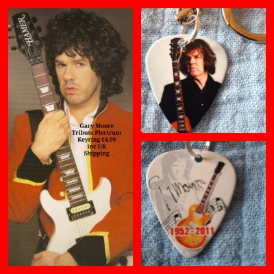 Gary Moore Double Sided Tribute Plectrum Keyring