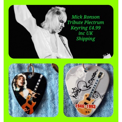 Mick Ronson Double Sided Tribute Plectrum Keyring