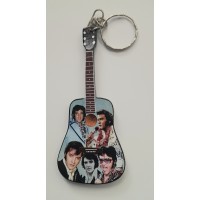Elvis blue 10cm Wooden Tribute Guitar Key Chain