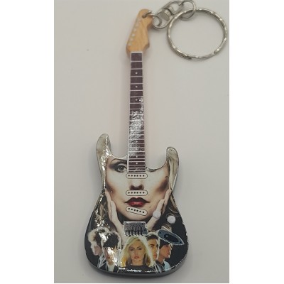 Blondie 10cm Wooden Tribute Guitar Key Chain new 2024