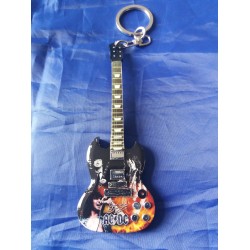 Bon Scott AC/DC 10cm Wooden Guitar Tribute Key Chain