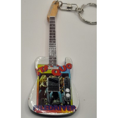 Status Quo Piledriver 10cm Wooden Tribute Guitar Key Chain