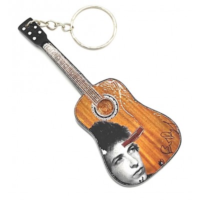 Bob Dylan 10cm Wooden Tribute Guitar Key Chain