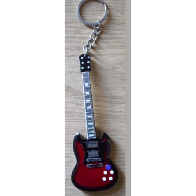 AC/DC Angus Young 10cm Wooden Tribute Guitar Key Chain