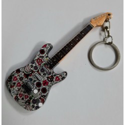 Candyskull 10cm Wooden Tribute Guitar Key Chain