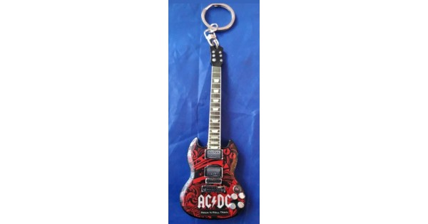 AC/DC 10cm Wooden Tribute Guitar Key Chain