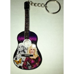 Dolly Parton 10cm Wooden Tribute Guitar Key Chain