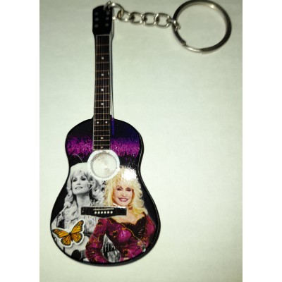 Dolly Parton 10cm Wooden Tribute Guitar Key Chain