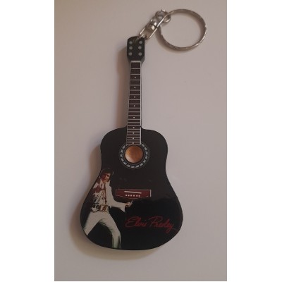 Elvis Jumpsuit 10cm Wooden Tribute Guitar Key Chain