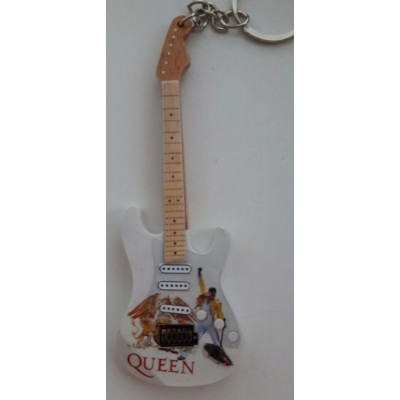 Queen White 10cm Wooden Tribute Guitar Key Chain