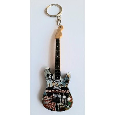 Radiohead 10cm Wooden Tribute Guitar Key Chain