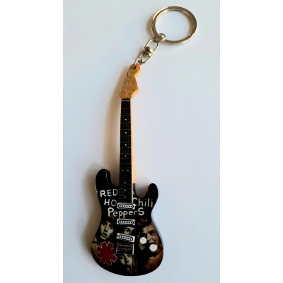 Red Hot Chilli Peppers 10cm Wooden Tribute Guitar Key Chain